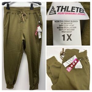 New ATHLETEX Olive Green Jogger Pants size 1X unisex athletic lounge sweatpants